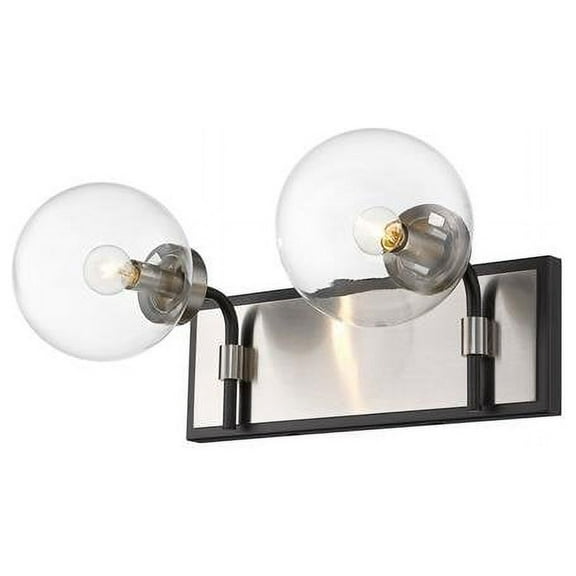 2 Light Vanity Frame Finish Matte Black + Brushed Nickel