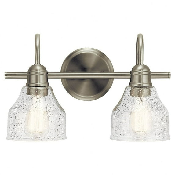 2 Light Vanity Light Approved for Damp Locations with Vintage Industrial Inspirations 14.75 inches Wide-Brushed Nickel Finish Bailey Street Home