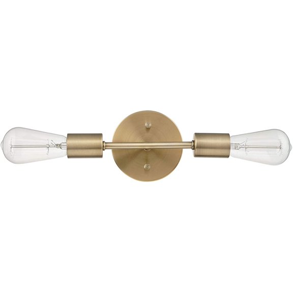 2-Light Vanity Light, Matte Brass, Open Socket, Horizontal Vertical Mount, Glam Bathroom Lighting, 51736