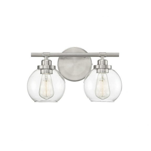 2 Light Vanity Light-Mid-Century Modern Style with Modern and Contemporary Inspirations-8.5 inches Tall By 14 inches Wide-Satin Nickel Finish Bailey