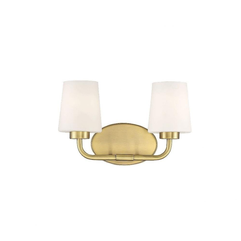 Capra Warm Brass 2-Light Vanity with Opal Glass Shades