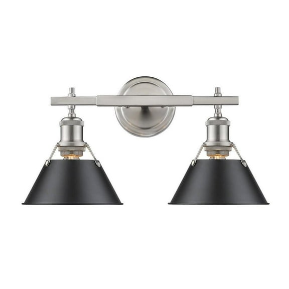 2 Light Vanity Light in Vintage Style 10 inches High By 18.25 inches Wide-Pewter Finish-Rubbed Bronze Shade Color Bailey Street Home 170-Bel-4159302