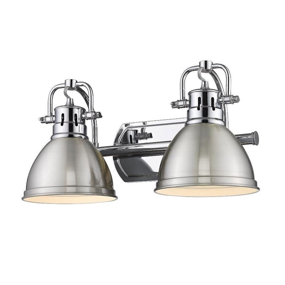 2 Light Vintage Industrial Bathroom Vanity in Aged Brass and Rubbed Bronze Shade-Chrome Finish-Pewter Shade Color Bailey Street Home 170-Bel-4554768