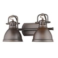 thumbnail image 1 of 2 Light Vintage Industrial Bathroom Vanity in Aged Brass and Rubbed Bronze Shade-Rubbed Bronze Finish-Rubbed Bronze Shade Color Bailey Street Home, 1 of 2
