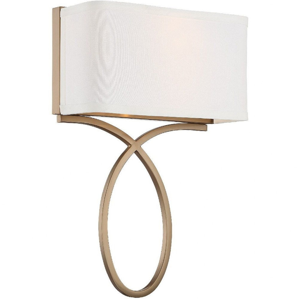 Vibrant Gold Silk Shade Dimmable 2-Light Sconce
