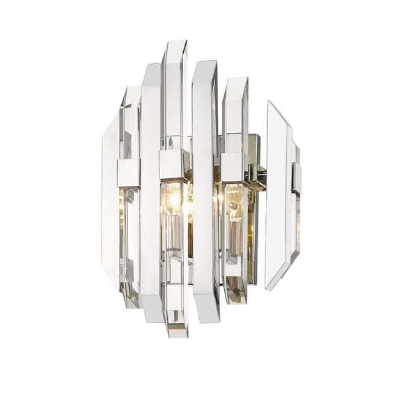 Z-Lite Bova 2 Light Clear Crystal Steel Wall Sconce in Polished Nickel