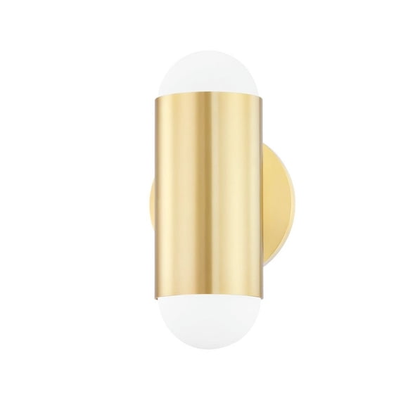2 Light Wall Sconce in Contemporary-Futuristic Style 9.5 inches Tall and 4.75 inches Wide-Aged Brass Finish Bailey Street Home 735-Bel-4610907
