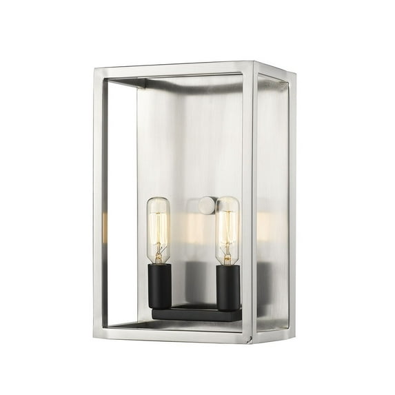 2 Light Wall Sconce in Linear Style 4.5 inches Wide By 11 inches High-Brushed Nickel/Black Finish Bailey Street Home 372-Bel-2750790