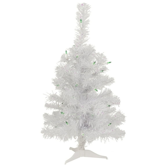 2' Pre-lit Rockport White Pine Artificial Christmas Tree Green Lights