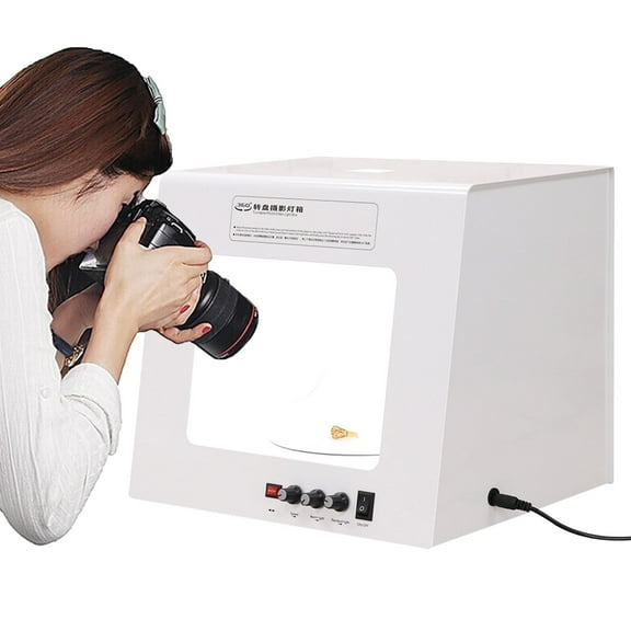 2 Lighting Modes Photography Light Box, Photo Studio Light Box, Built-in Electric Turntable, Lightbox for Small Product Photography, Food, Jewelry, Toys