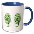 thumbnail image 1 of 3drose, 2 Lime Green and Aqua Leaf Trees, 15oz Two-tone Blue Mug, 1 of 6