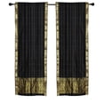 thumbnail image 1 of 2 Lined Boho Black Sari Rod Pocket cafe Curtains Kitchen Drapes-43W x 24L, 1 of 3