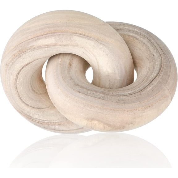 2 Link Wood Chain Link Decor Coffee Table Wooden Knot Decor Hand Carved Modern Farmhouse Ornament Boho Rustic Natural Chain Items for Home Living Room Bedroom Shelf Decorations