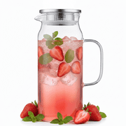 2 Liter 68 oz Glass Pitcher with Lid and Handle, Water Pitcher for Fridge, Glass Carafe for Hot/Cold Water, Large Iced Tea Pitcher for Coffee, Juice and Homemade Beverage