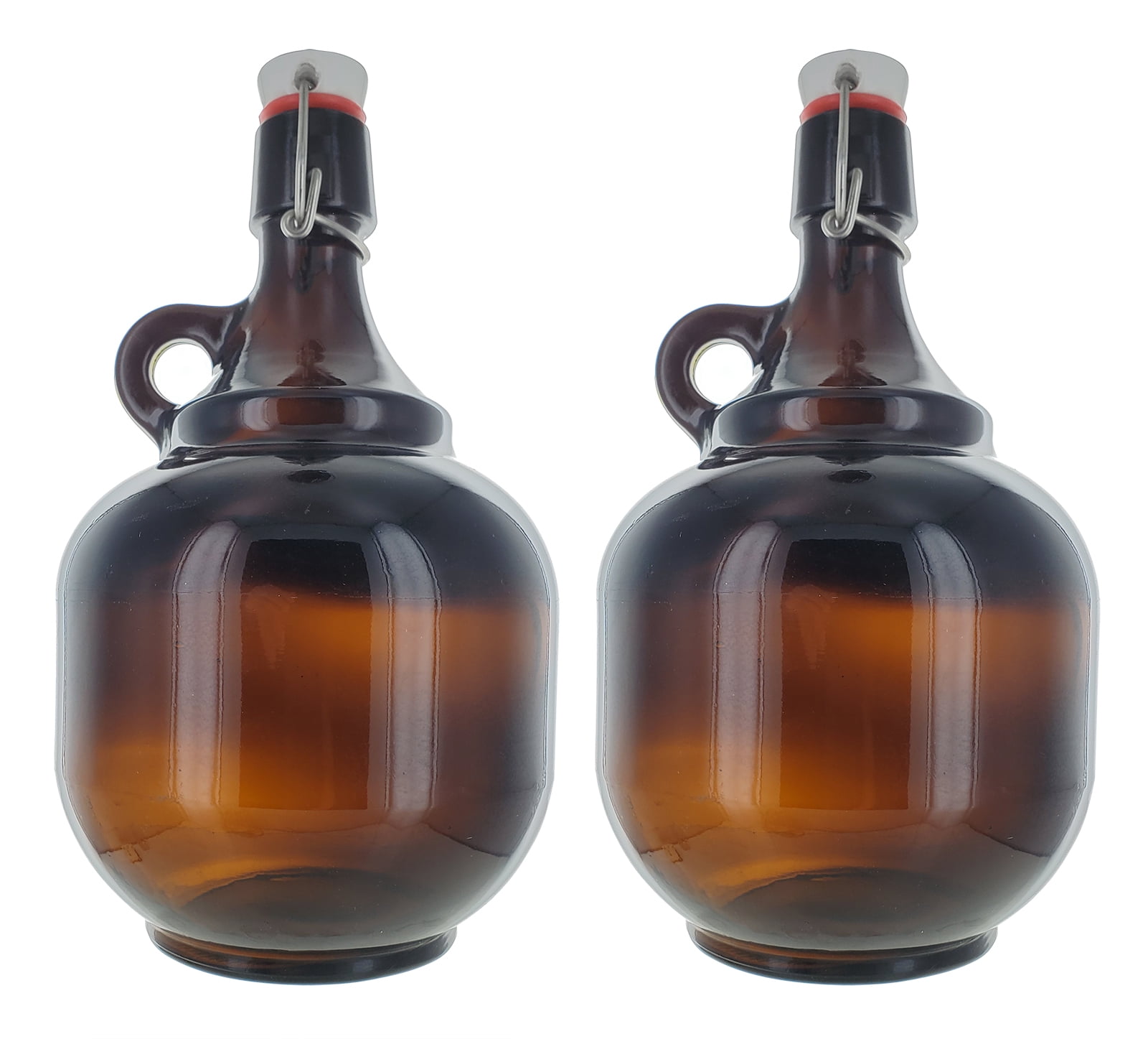 2 Liter Amber Flip Top Style Growler x2
