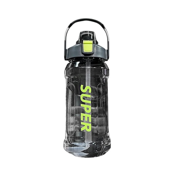 2 Liter Large Capacity Sports Water Bottle with Straw, Leakproof and Shatterproof Design, 2-In-1 Handle As Phone Stand, Portable for Gym and Outdoor Activities