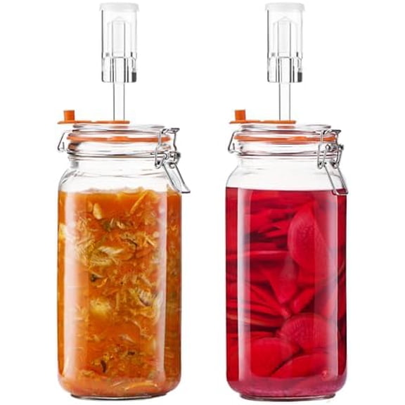 2 Liters Fermentation Jar, 64oz Glass Fermenting Jar for Making Sauerkraut, Kimchi, Pickles, Mead, Cider & More, Pack of 2$$Home Decor, Kitchen, & Other