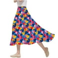 thumbnail image 1 of 2 Long Summer Skirts for Women 2025 Women's Fashion Flower Printing A Character Elastic Waist Big Leisure Time Skirt, 1 of 5