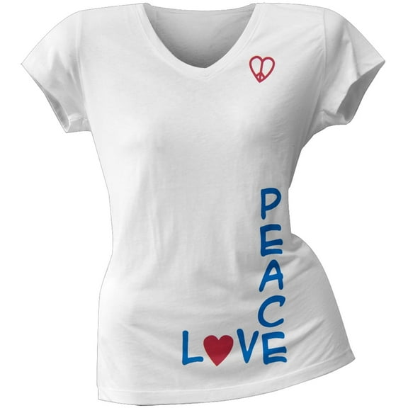 2 Love - Alyssa Milano's Peace Love Intersect Junior's V-Neck T-Shirt - Large