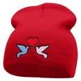 thumbnail image 1 of 2 Love Birds Embroidered 8 Inch Short Beanie - Red OSFM, 1 of 5