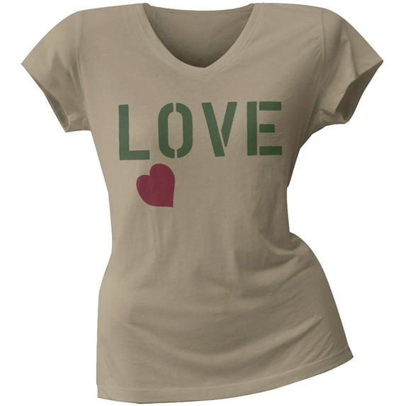 2 Love - Jessica Alba's Love Stencil Heart Junior's V-Neck T-Shirt - Large