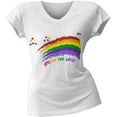 thumbnail image 1 of 2 Love - Miley Cyrus' Spread the Love Rainbow Junior's V-Neck T-Shirt - Small, 1 of 1