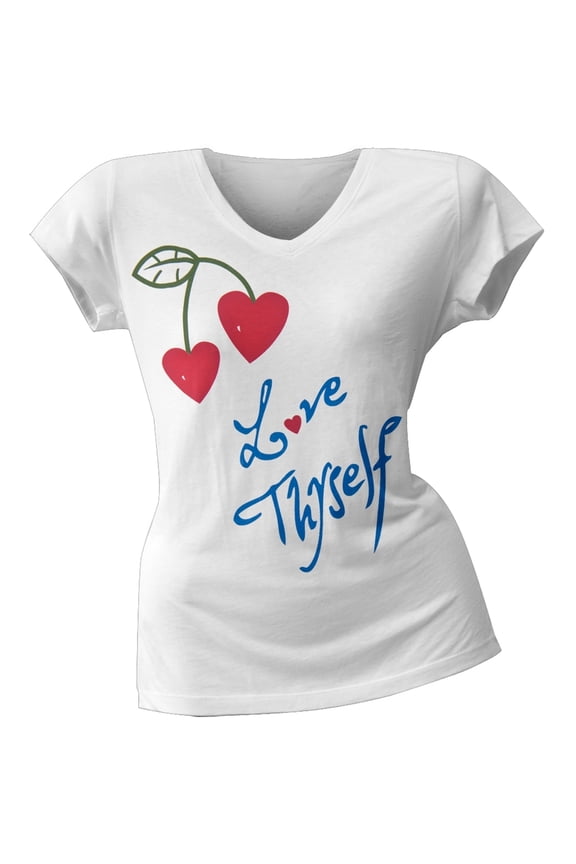 - Molly Sims' Love Thyself Juniors V-Neck T-Shirt - Medium