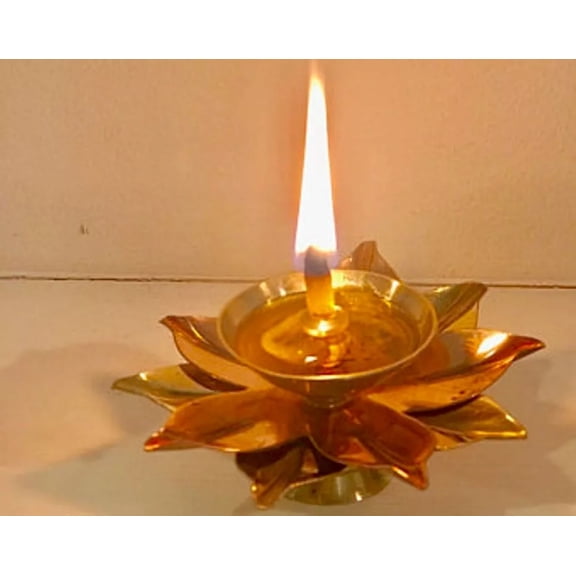 2 Lovely Brass Goddess Laxmi Diya 3" Oil Lamps Home Decor Navratri Hindu Puja