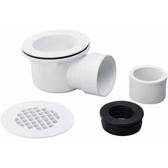 2" Low Profile Shower Base Drain Perforated Strainer- PVC Side Outlet with 2" X 1-1/2" Reducer Pipe Fitting and,Compatible with Metal Or Plastic Pipe for Replacement Shower Base and Outlet Drain