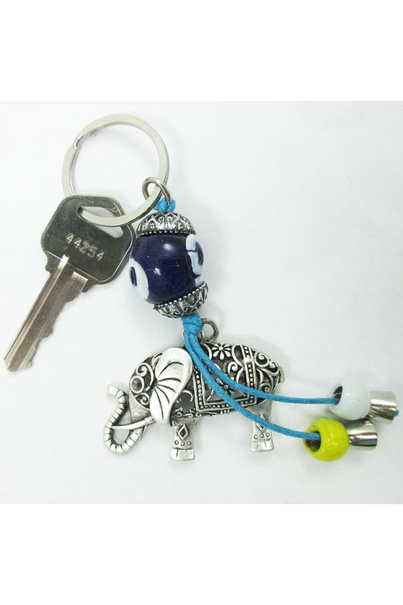 2 Lucky Elephant Pendant Keychain Key Chain Ring Evil Defend Gift Hamsa Evil Eye