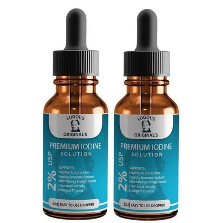 2% Lugols Iodine Solution Drops Thyroid Support Supplement 2oz