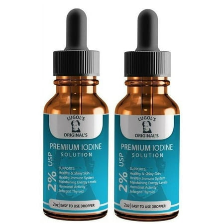 2% Lugols Iodine Solution Drops Thyroid Support Supplement 2oz