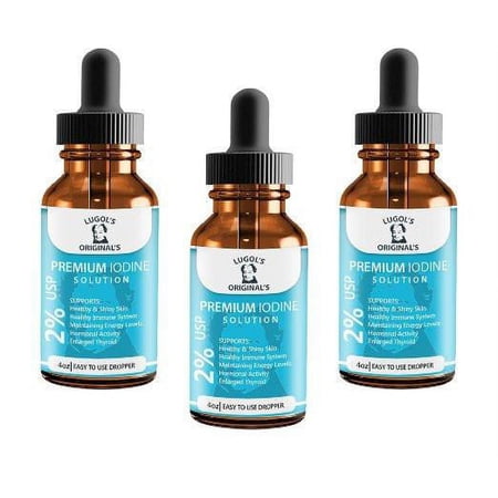 2% Lugols Iodine Solution Drops Thyroid Support Supplement 4 oz