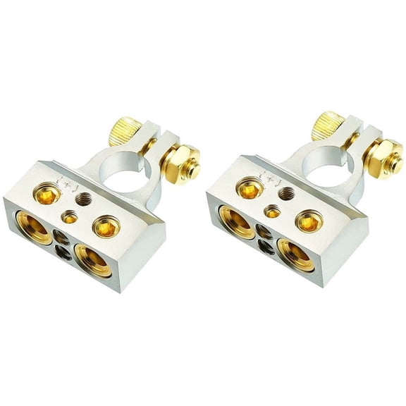2 MK Audio MBTC300P 0/2/4/6/8 AWG Single Positive Power Battery Terminal Connectors Chrome