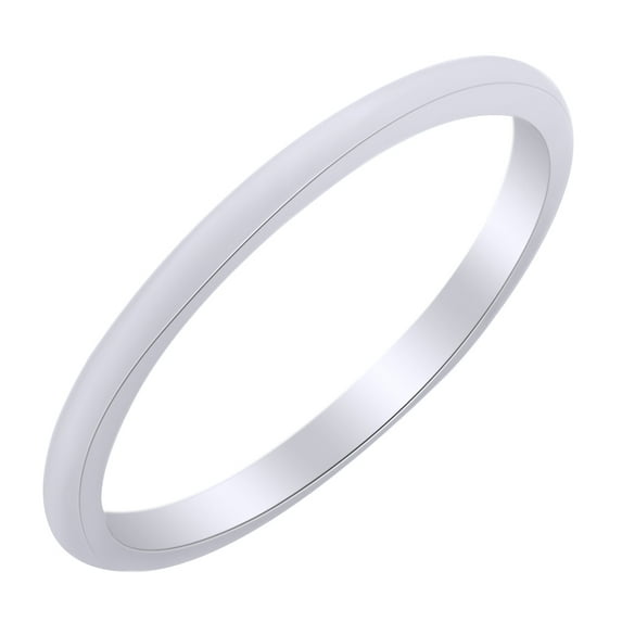 AFFY 2 MM Comfort Fit Wedding Band Ring in 10k White Gold Ring Size - 8.5