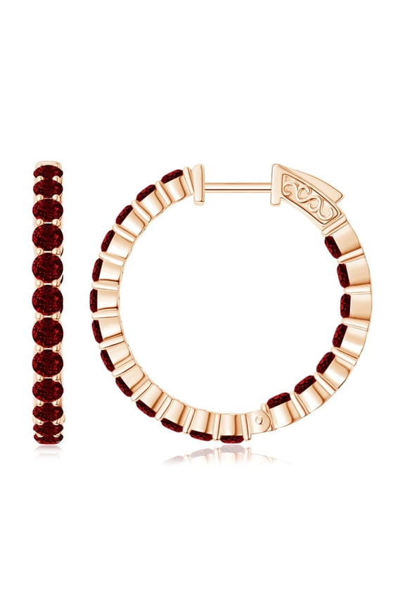 2 mm Round Garnet Circle Connecting Stud 925 Sterling Silver Rose Plated Minimalist Earring