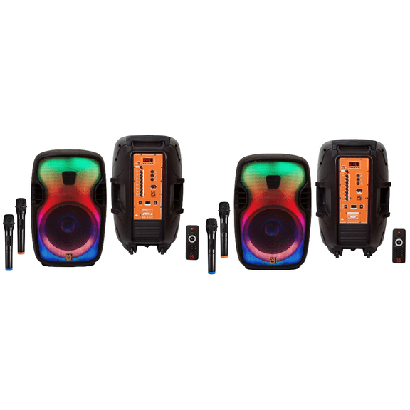 2 MR DJ FLAME3500LED PRO Portable 15 2-Way Full-Range Powered/Active DJ PA Multipurpose Live Sound Bluetooth Loudspeaker