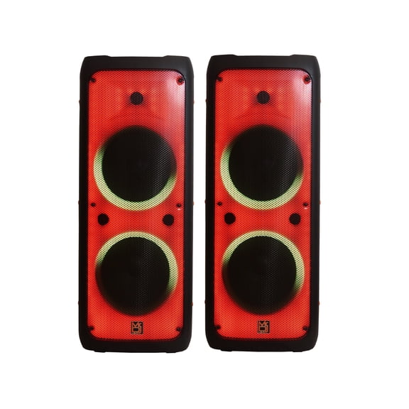 2 MR DJ FLAME5500LED Bluetooth PA Party Speakers Liquid Crystal LED 2 x 12" TWS FM USB