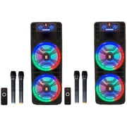 2 MR DJ NEWYORK 2.0 Dual 12 Rechargeable Portable Bluetooth Karaoke Speaker Party Flame Lights with 2 Wireless Microphone TWS USB FM Radio