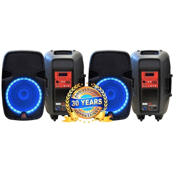2 MR DJ PBX2690LB 15" Bluetooth Speaker2-way 15" PA DJ 3500 Watts Active Powered Bluetooth Karaoke Speaker with LED Accent Lighting2 MR DJ PBX2690LB 15" Bluetooth Speaker2-way 15" PA DJ 3500 Watts