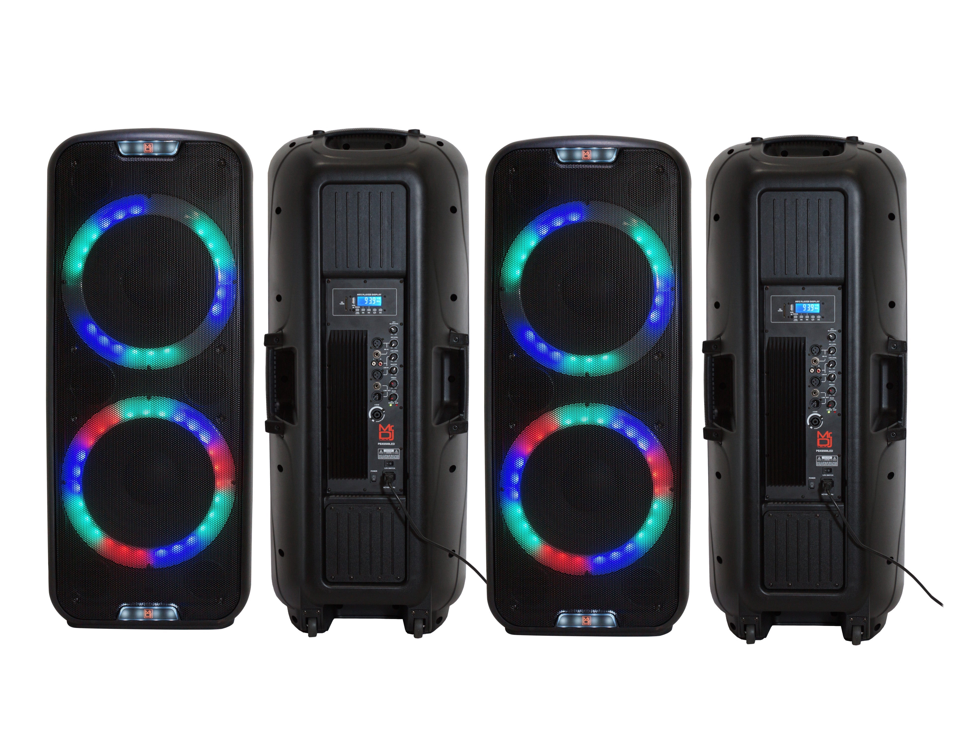 2 MR DJ PBX6500LED Professional Dual 15 3-Way Full-Range Powered/Active DJ PA Multipurpose Live Sound Bluetooth Loudspeaker