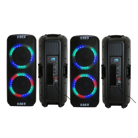 2 MR DJ PBX6500LED Professional Dual 15 3-Way Full-Range Powered/Active DJ PA Multipurpose Live Sound Bluetooth Loudspeaker