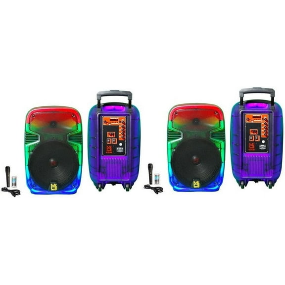 2 MR DJ PL12FLAME 12" Portable Translucent Bluetooth Speaker