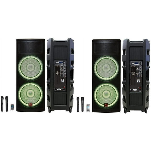 2 MR DJ PRO215LED Professional Dual 2x15" 5500W PA DJ Bluetooth Powered Speaker