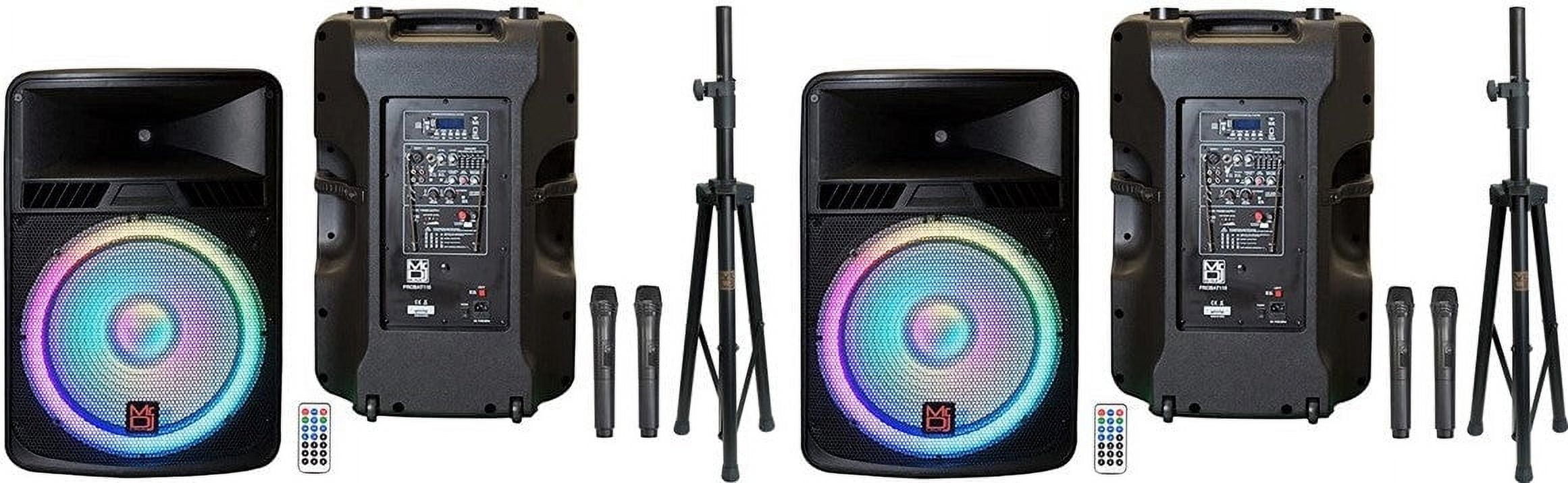 2 MR DJ PROBAT118 18" 4000 Watts Max Power Speaker Built-in Battery/Bluetooth/Amplifier/SD/USB/FM Radio + Speaker Stand