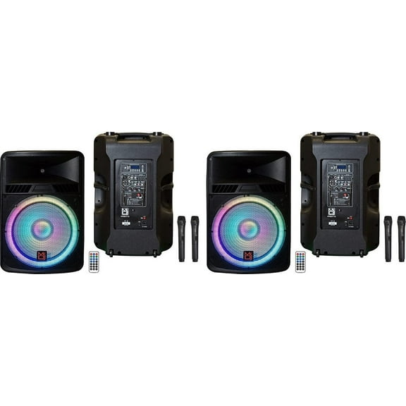 Pair of 18" Power Speaker Built-in Battery/Bluetooth/Amplifier/SD/USB/FM Radio