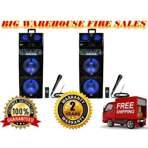 2 MR DJ SAPPHIRE Portable Dual 12" Karaoke PRO PA DJ Active Speaker Microphone