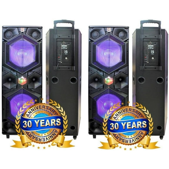 2 MR DJ VEGAS Double 15" Bluetooth Speaker Professional Dual 15 3-Way Full-Range Powered/Active DJ PA Multipurpose Live Sound Bluetooth Loudspeaker