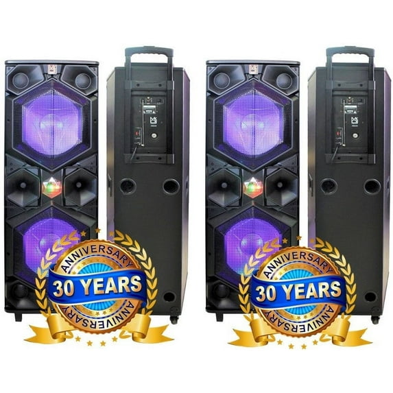 2 MR DJ VEGAS Double 15" Bluetooth Speaker Professional Dual 15” 3-Way Full-Range Powered/Active DJ PA Multipurpose Live Sound Bluetooth Loudspeaker
