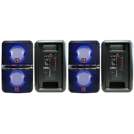 2 MR Dj GOPACK Bluetooth SpeakerDual 6.5" Portable Outdoor Speaker Built-in Bluetooth, USB/Micro SD Card Reader, with Rechargeable Battery & LED Accent Lighting 1200W P.M.P.O